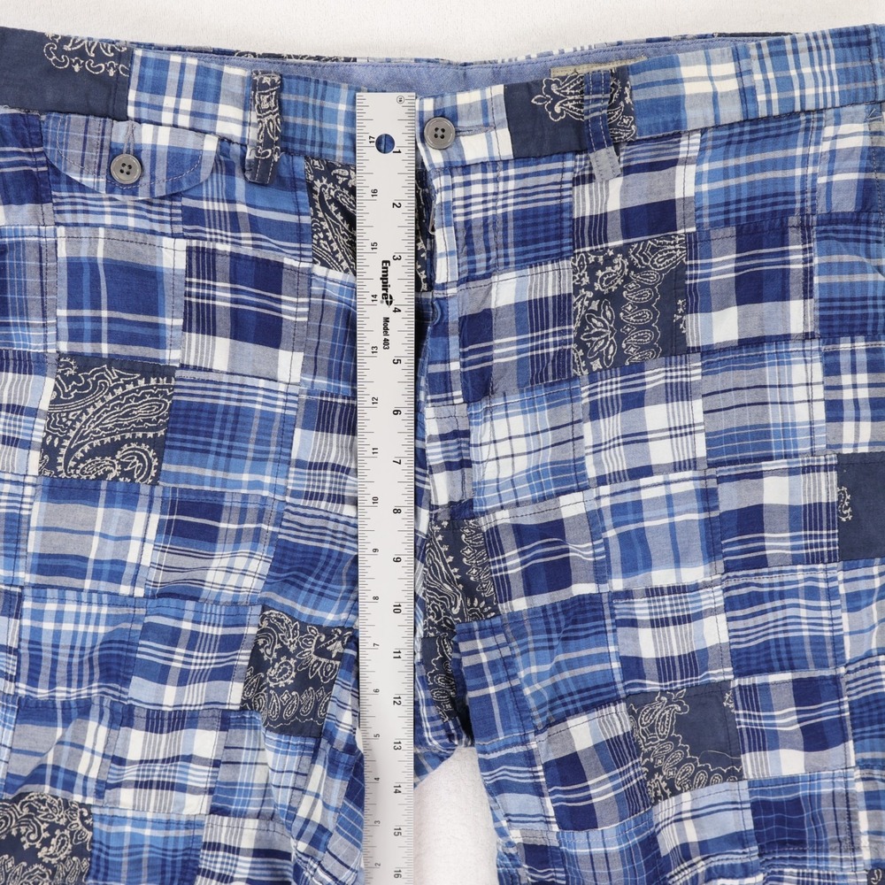 Polo Ralph Lauren Indian Madras Patchwork Shorts Mens 36 Blue Plaid Bandana - Picture 4 of 11
